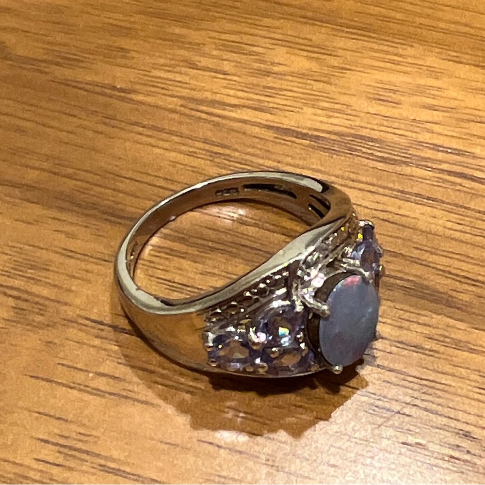 Vintage Opal and Multi Gemstone Sterling Silver Ring - Picture 4 of 5